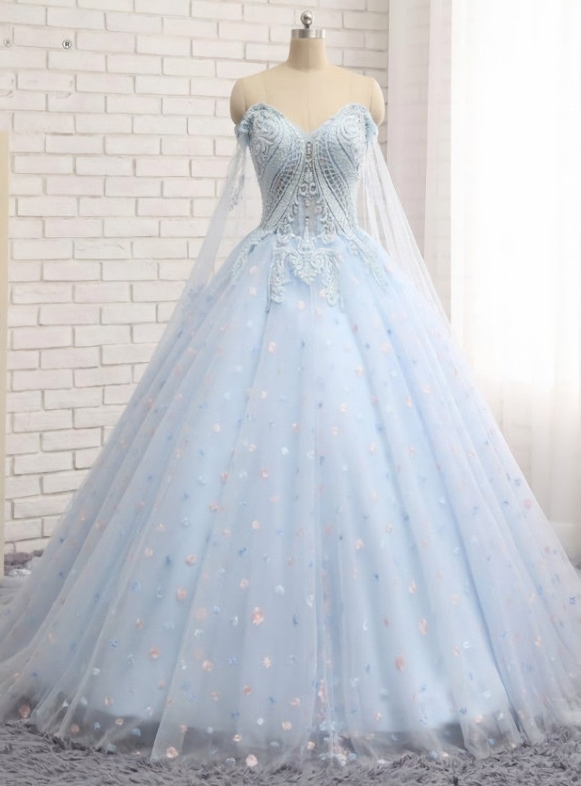 Charming Blue Ball Gown Tulle Sweetheart Quinceanera Dresses