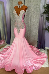 Chic High-neck Sleeveless Mermaid Prom Dress With Beading