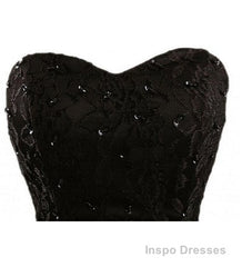 Sweetheart Short Black Lace Prom Dress, Black Lace Graduation / Homecoming Dress