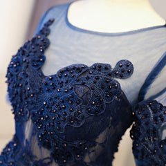 Prom Dresses Black Girl, Cute Dark Blue Lace Short Prom Dress, Blue Homecoming Dress