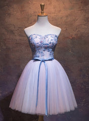 Bridesmaids Dresses White, Cute Pink and Blue Homecoming Dress, Tulle Short Prom Dress