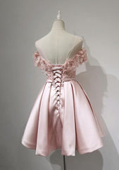 Party Dresses For Over 51S, Cute Pink Satin Short Prom Dress , Lovely Party Dress