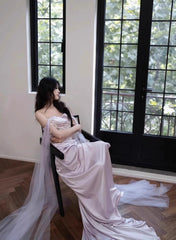 Cute Soft Satin Sweetheart Long Formal Gown, Satin Strapless Evening Dress