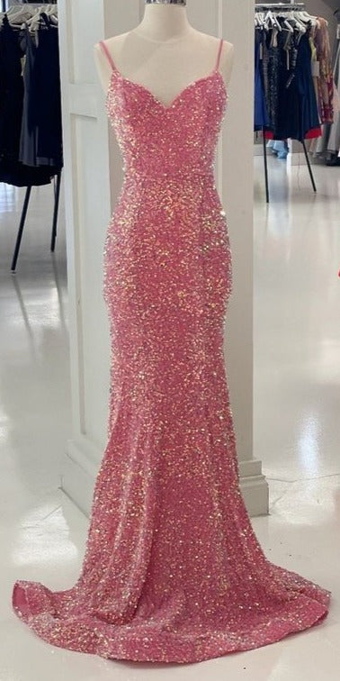 Formal Dress Websites, Glitter Pink Velvet Sweetheart Mermaid Long Formal Dress