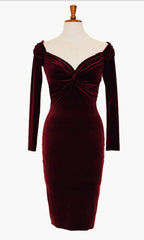 Party Dress Name, Cocktail Dress, Burgundy Velvet Dress, Midi Dress, Evening Dress, Party Dress, Mid Length Dress