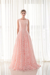 Prom Dresses Sleeves, Draped Lace O-Neck Train Prom Dresses