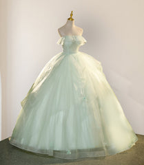 Elegant 3D Flowery Lace Sage Green Tulle Fairy Ball Gown