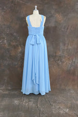 Elegant A-line Straps Chiffon Floor Length Bridesmaid Dresses