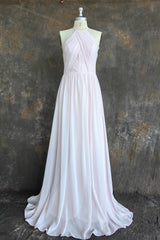 Elegant Halter Keyhole Chiffon Bridesmaid Dress