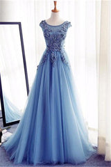 Elegant Illusion Sleeveless Lace Appliques A-line Lace-up Prom Party Gowns