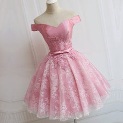 Prom Dresses Dresses, Elegant Lace Appliques Satin Off The Shoulder Homecoming Dress Short