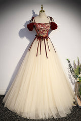 Formal Dressed Long, Elegant Tulle Embroidery Long Evening Dress, Off the Shoulder Party Dress