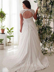 Wedding Dresses Flowers, Empire Sweetheart Sweep Train Chiffon Wedding Dresses