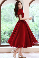 Red v neck short prom dress A line homeocming dress