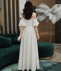 Simple A line long white prom dress white evening dress