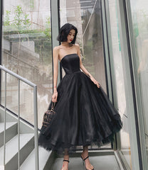 Black tulle short prom dress cute homecoming dress