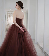 Cute tulle long prom dress A line evening gown