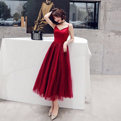 Burgundy tulle short prom dress cocktail dress