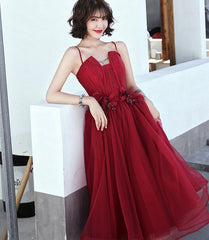 Burgundy tulle short prom dress cocktail dress