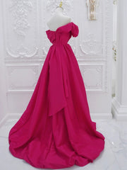 Fuchsia High Low Off Shoulder Party Dress, High Low Prom Dress Formal Dress