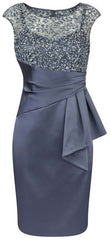 Dress Ideas, Short Sheath Bateau Cap Sleeves with Beading Ruffles Prom Dresses