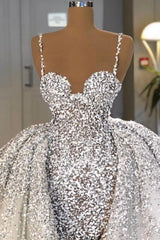 Glitter Mermaid Ball Gown Spaghetti Sequins Tulle party Gown