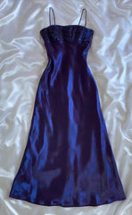 Gorgeous Purple Satin A Line Long Prom Dress Formal Evening Dress