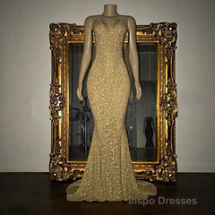 Gorgeous Sequined Mermaid Spaghetti-strap Long Sleevesless Prom Party Gowns