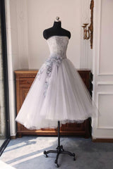 Prom Dresses Shops, Gray sweetheart neck tulle short dress, gray tulle homecoming dress