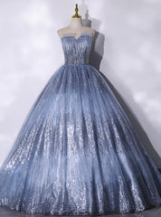 Gray Tulle Satin Embroidery Quinceanera Dress