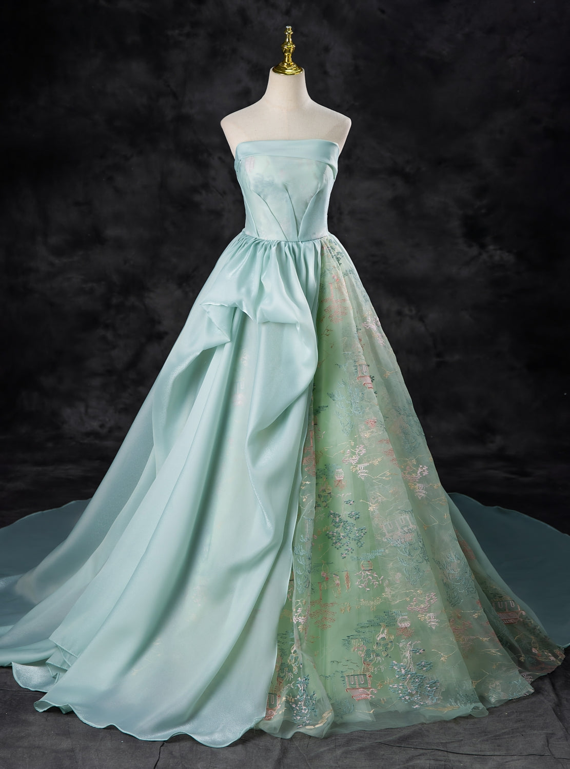 Green Ball Gown Strapless Embroidery Quinceanera Dress