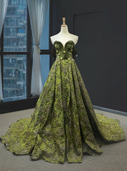 Green Off the Shoulder Velvet Embrodiery Appliques Prom Dress