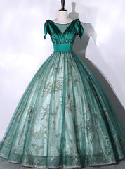 Green Tulle Seuqins Beading Quinceanera Dress