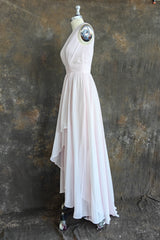 High Low One Shoulder Chiffon Bridesmaid Dress