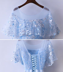 Aesthetic Dress, Light Blue Tulle Lace Long Prom Dress, Blue Lace Graduation Dress