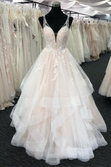 Formal Dress Styles, Light champagne tulle lace long prom dress, tulle evening dress