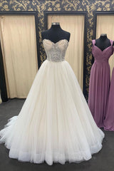 Formal Dress Wedding, Light champagne tulle long prom dress, tulle evening dress