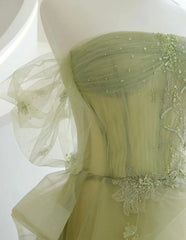 Light Green Tulle with Beaded A-line Prom Dress Light Green Evening Dress Party Dress