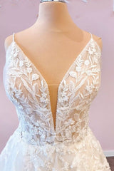 Wedding Dress For Brides, Long A-Line Sweetheart Spaghetti Straps Tulle Wedding Dress