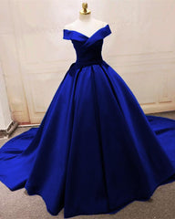 Prom Dresses For Teens, Long Green Satin V-neck Ball Gowns Prom Dresses Off The Shoulder