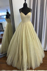 Prom Dresses Style, Long Prom Dress With Sparkle Tulle Floor Length Formal Evening Dress