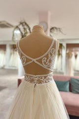 Wedding Dress Fall, Long Sweetheart A-Line Tulle Appliques Lace Wedding Dress