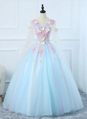 Formal Dresses Wedding Guest, Lovely Light Blue Tulle PLong Formal Gown Party Dress, Blue Sweet 16 Dresses