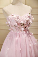 Homecoming Dresses Beautiful, Pink Tulle Short Prom Dress, Pink A-Line Strapless Homecoming Dress