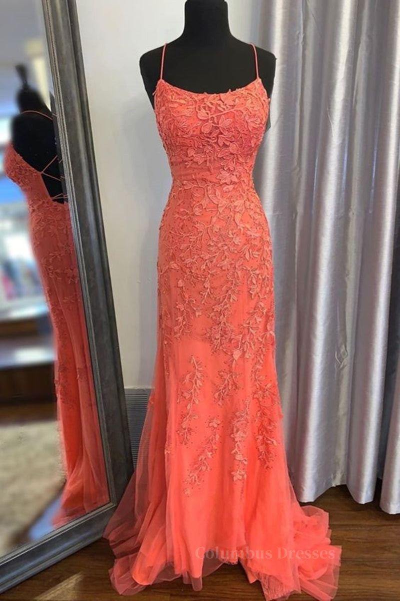 Formal Dresses Classy Elegant, Mermaid Backless Orange Lace Long Prom Dress, Mermaid Orange Lace Formal Dress, Orange Lace Evening Dress