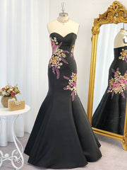 Bridesmaid Dresses Under 110, Mermaid Sweetheart Beading Floor-Length Satin Dress