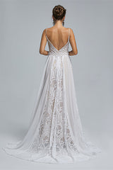 Wedding Dresses Under 509, Spaghetti Straps Beach Wedding Dresses With Adjustable Drawstring