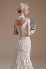 Wedding Dresses Sales, Lace Beading around Neck Wedding Dresses