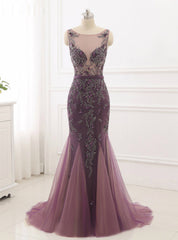 New Formal Prom Party Gowns Women Wear Fancy Beading Mermaid Evening Dress