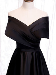 Mini Dress Formal, Off the Shoulder Black Long Prom Dresses, Black Off Shoulder Formal Evening Dresses